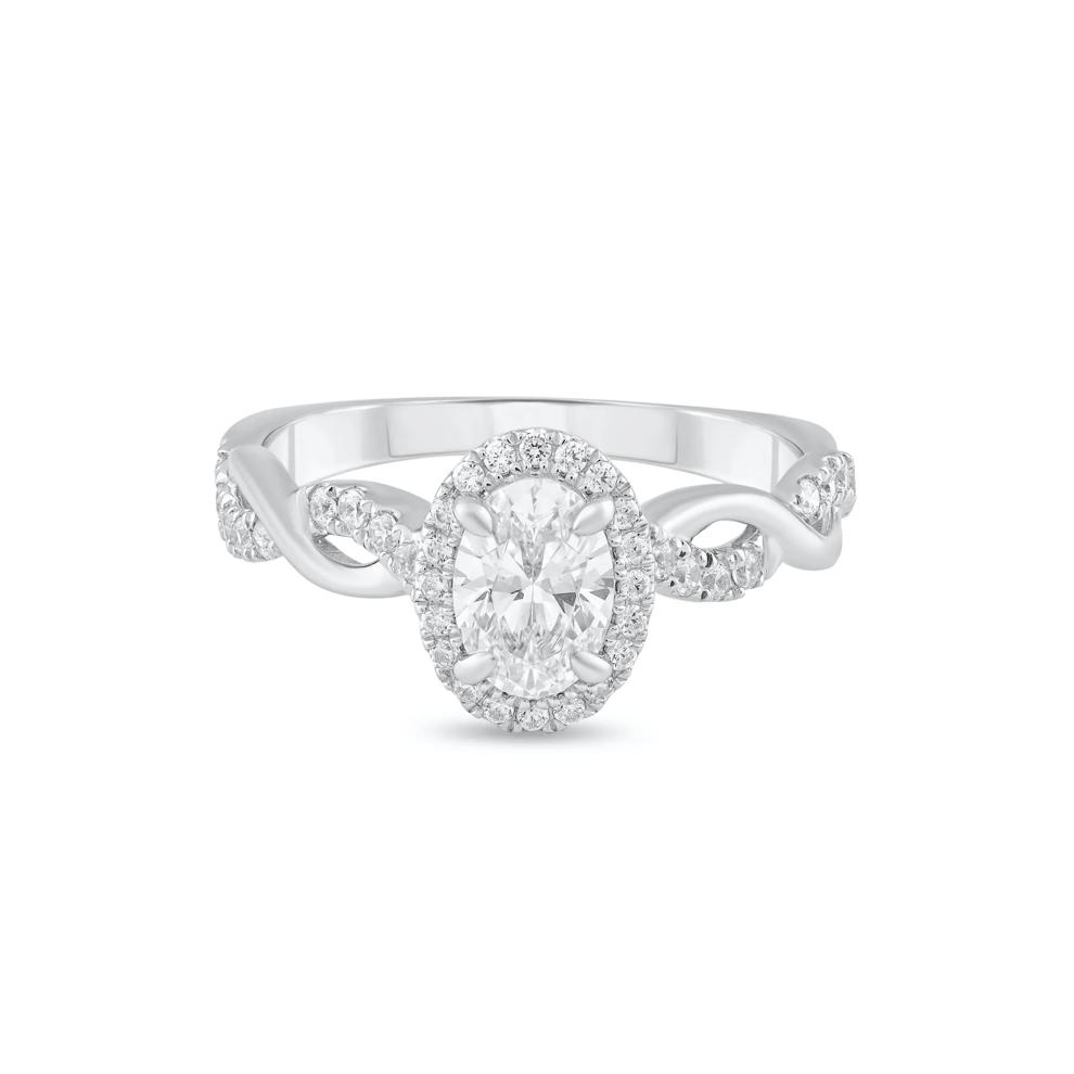 Diamond Oval Center Halo Engagement Ring in Platinum (1 ct. tw.) – Image 1 of 4