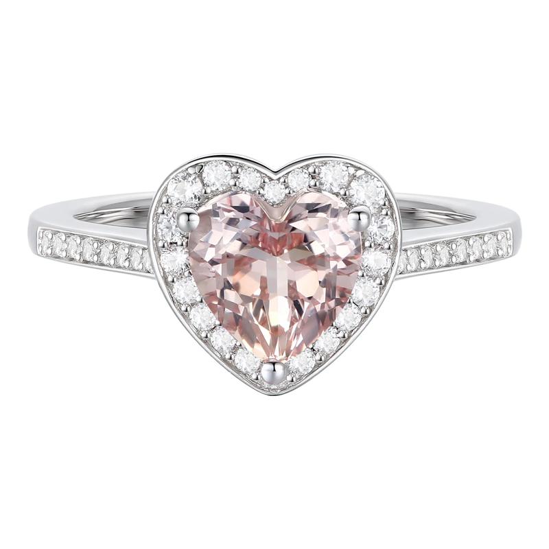 Heart-Shaped Lab Created Pink Sapphire Earring, Pendant &amp; Ring Set in Sterling Silver – Image 4 of 7