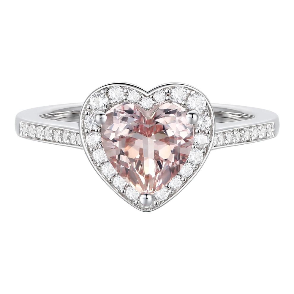 Heart-Shaped Lab Created Pink Sapphire Earring, Pendant &amp; Ring Set in Sterling Silver – Image 4 of 7