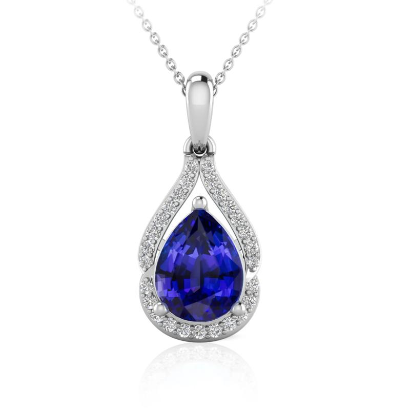 Tanzanite &amp; Diamond Pendant in 10K White Gold &#40;1/7 ct. tw.&#41; – Image 1 of 2