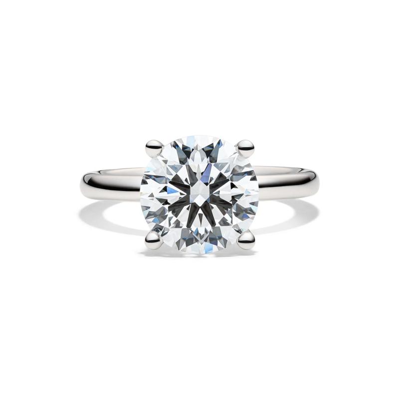 Lab Grown Diamond Round Solitaire Engagement Ring in Platinum &#40;4 ct.&#41; – Image 1 of 4