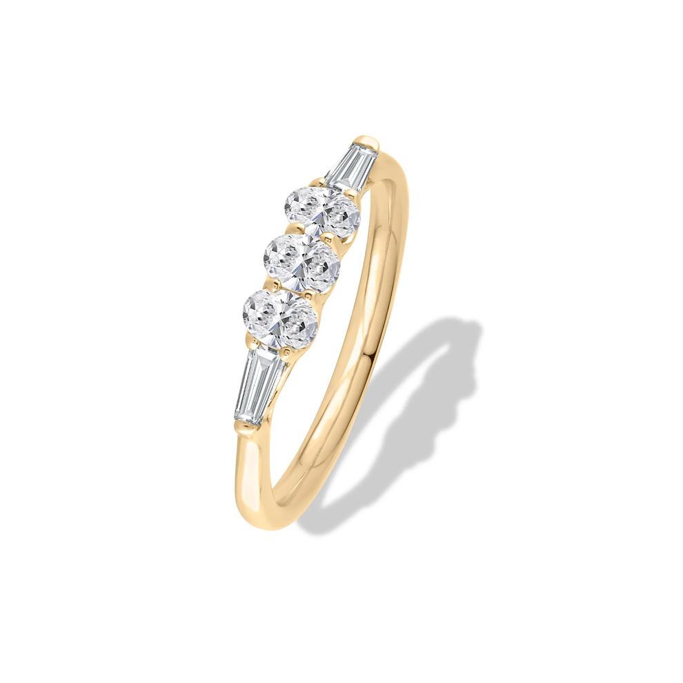 Lab Grown Diamond Oval &amp; Baguette Band in 10K Yellow Gold (1/2 ct. tw.) – Image 4 of 4