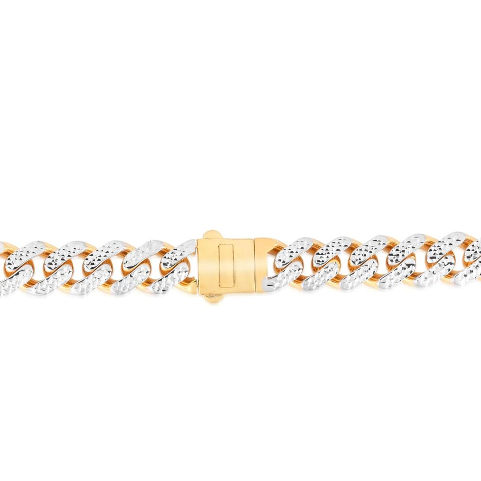 Miami Cuban Diamond-Cut Bracelet in 14K Yellow Gold, 9.5MM – Image 3 of 3