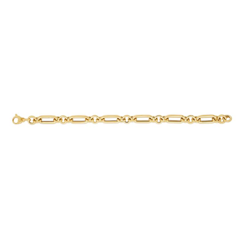 Polished Fancy Link Chain Bracelet in 14K Yellow Gold – Image 2 of 2