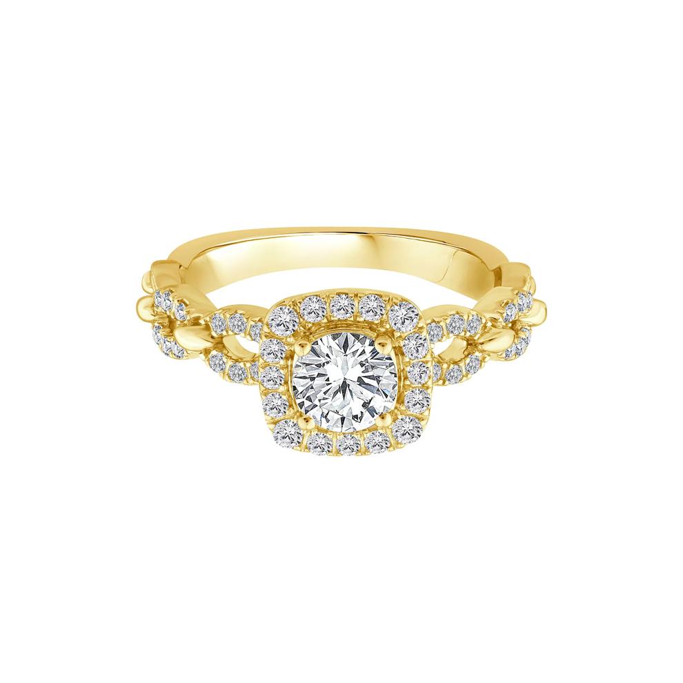 Diamond Round Halo Engagement Ring in 14K Yellow Gold (1 ct. tw.) – Image 1 of 3