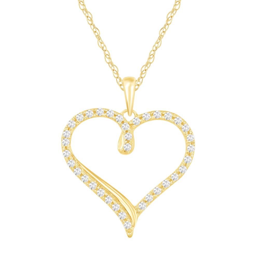 Diamond Heart Pendant in 10K Yellow Gold (1/4 ct. tw.) – Image 1 of 3