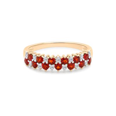 Garnet & Diamond Band in 10K Yellow Gold (1/7 ct. tw.)