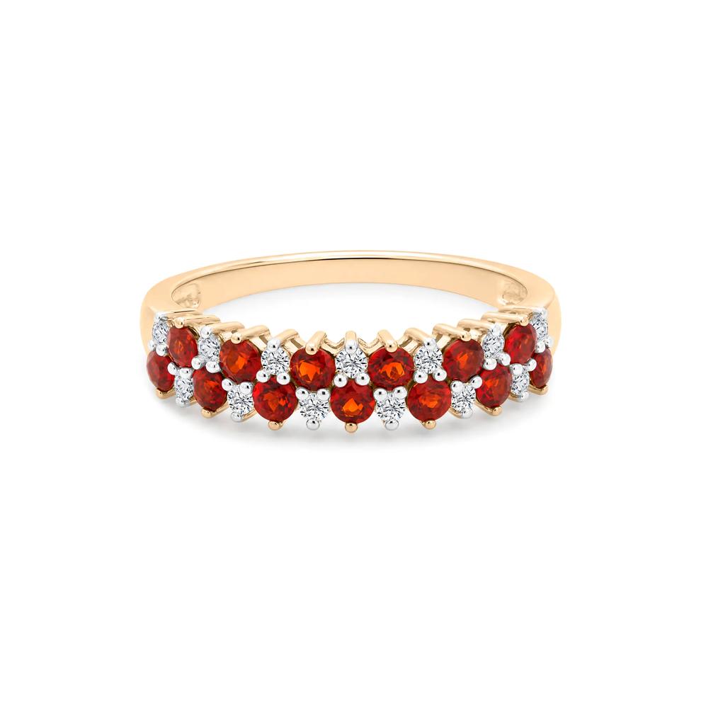 Garnet &amp; Diamond Band in 10K Yellow Gold (1/7 ct. tw.) – Image 1 of 4
