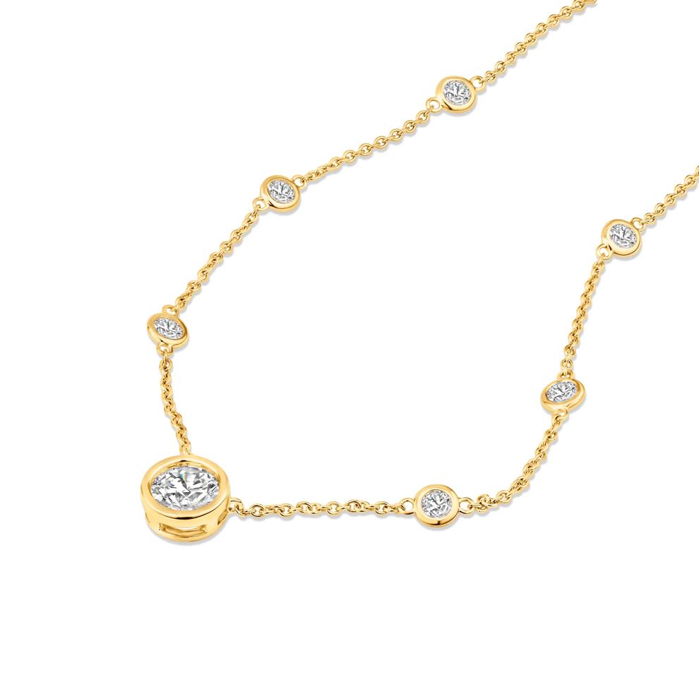 Lab Grown Diamond Round Center Station Necklace in 10K Yellow Gold (1 5/8 ct. tw.) – Image 2 of 2