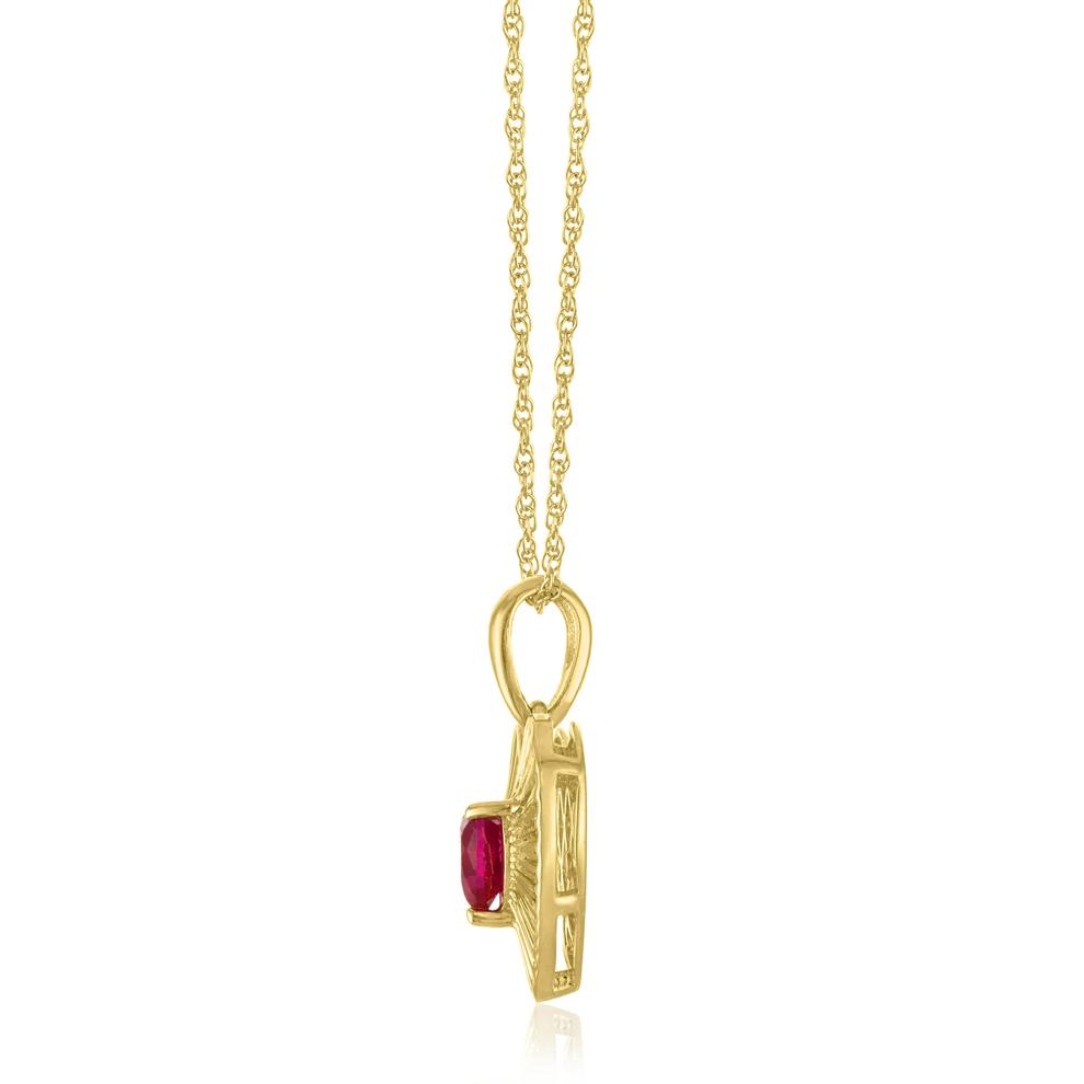 Heart-Shaped Ruby Pendant in 10K Yellow Gold – Image 3 of 3