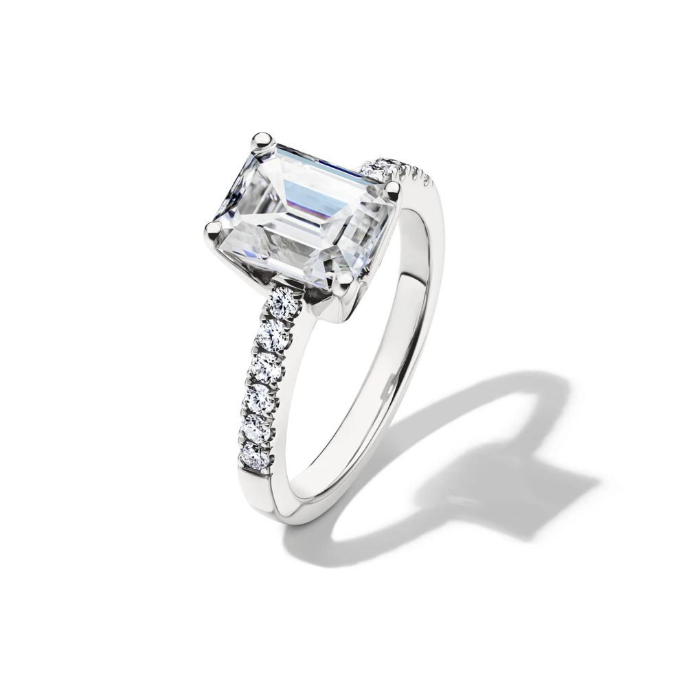 Lab-Created Moissanite Emerald-Cut Ring in 10K White Gold (2 1/2 ct. dew) – Image 4 of 4