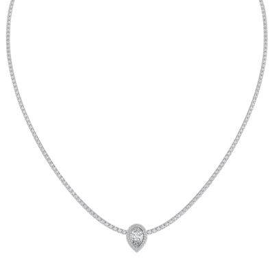 Lab Grown Diamond Pear-Shaped Halo Necklace in 14K White Gold (8 ct. tw.)