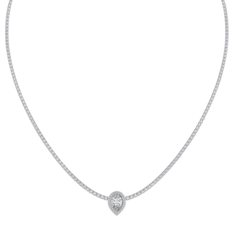 Lab Grown Diamond Pear-Shaped Halo Necklace in 14K White Gold &#40;8 ct. tw.&#41; – Image 1 of 2