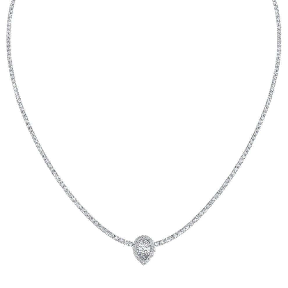 Lab Grown Diamond Pear-Shaped Halo Necklace in 14K White Gold (8 ct. tw.) – Image 1 of 2