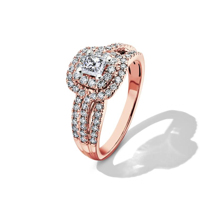 Diamond Double Halo Engagement Ring in 14K Rose Gold &#40;1 ct. tw.&#41; – Image 4 of 4