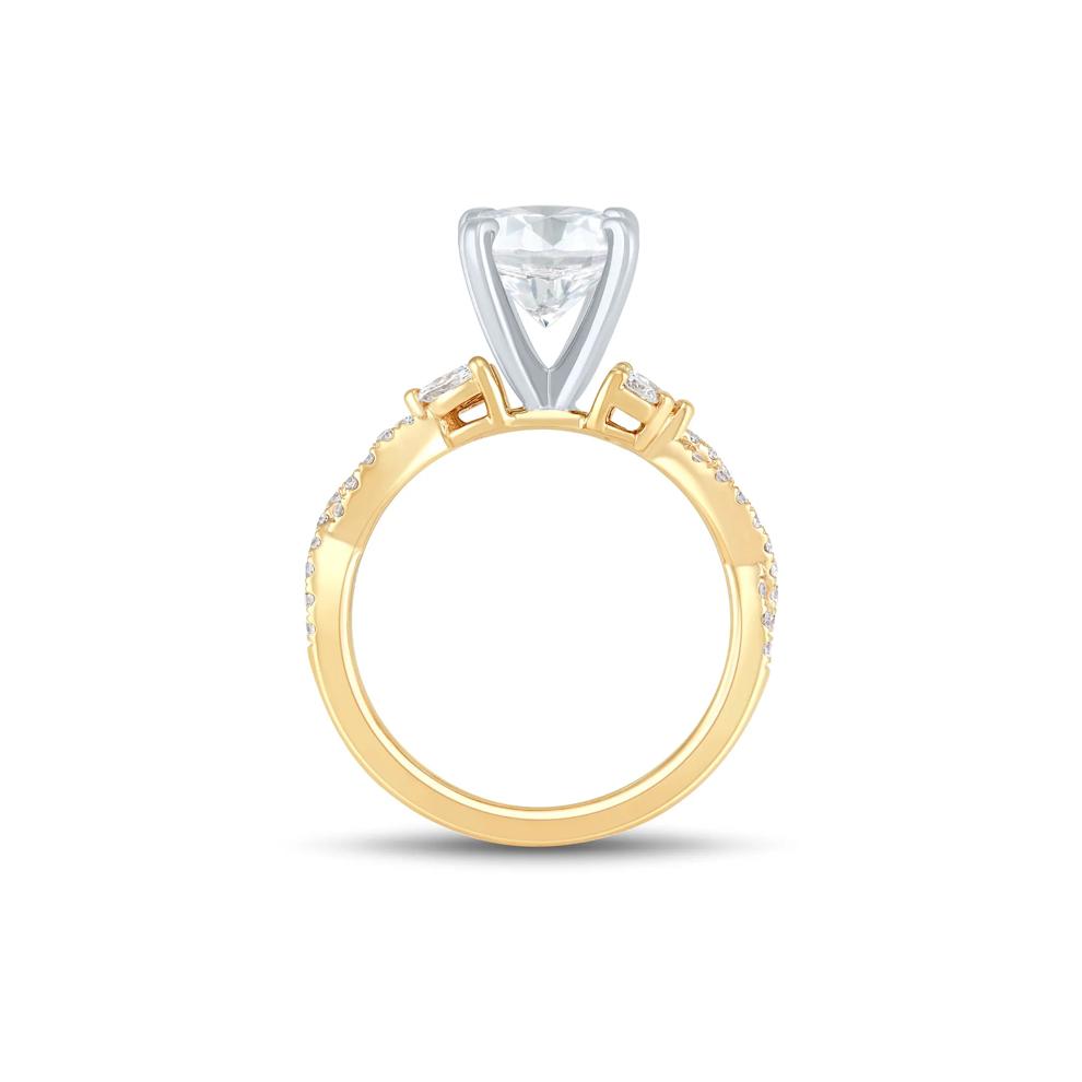 Lab Grown Diamond Marquise and Round Semi-Mount in 14K Yellow &amp; White (3/8 ct. tw.) (Setting Only) – Image 4 of 6