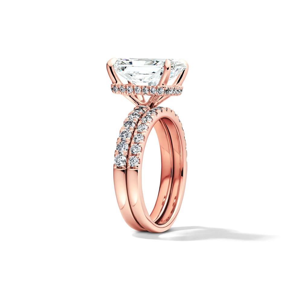 Lab Grown Diamond Radiant-Cut Bridal Set in 14K Rose Gold (5 ct. tw.) – Image 3 of 6