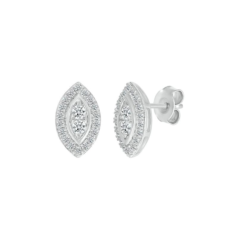 Marquise-Shaped Multi-Diamond Stud Earrings in 10K White Gold &#40;1/2 ct. tw.&#41; – Image 1 of 3
