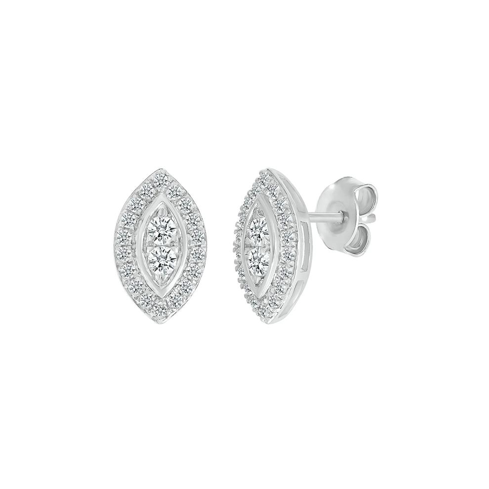 Marquise-Shaped Multi-Diamond Stud Earrings in 10K White Gold (1/2 ct. tw.) – Image 1 of 3