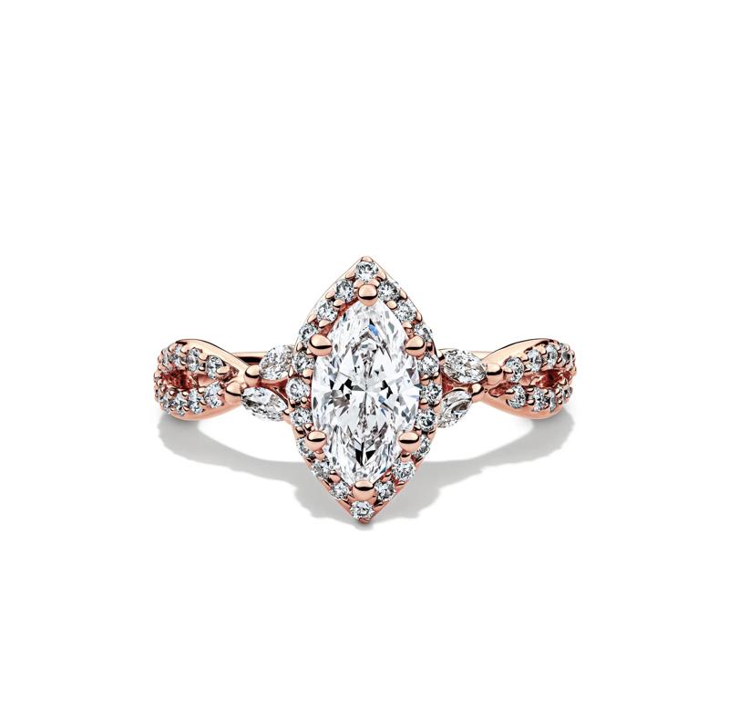 Lab Grow Diamond Marquise-Cut Halo Engagement Ring in 14K Rose Gold &#40;1 1/2 ct. tw.&#41; – Image 1 of 3