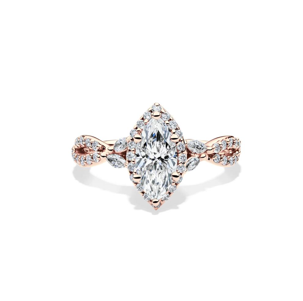 Lab Grow Diamond Marquise-Cut Halo Engagement Ring in 14K Rose Gold (1 1/2 ct. tw.) – Image 1 of 4