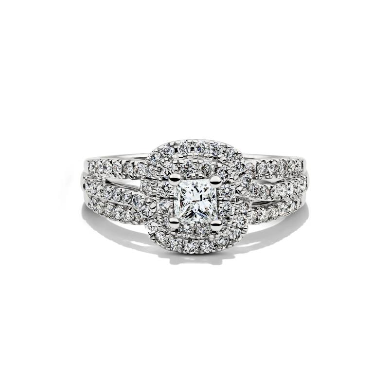 Diamond Double Halo Engagement Ring in 14K White Gold &#40;1 ct. tw.&#41; – Image 1 of 5