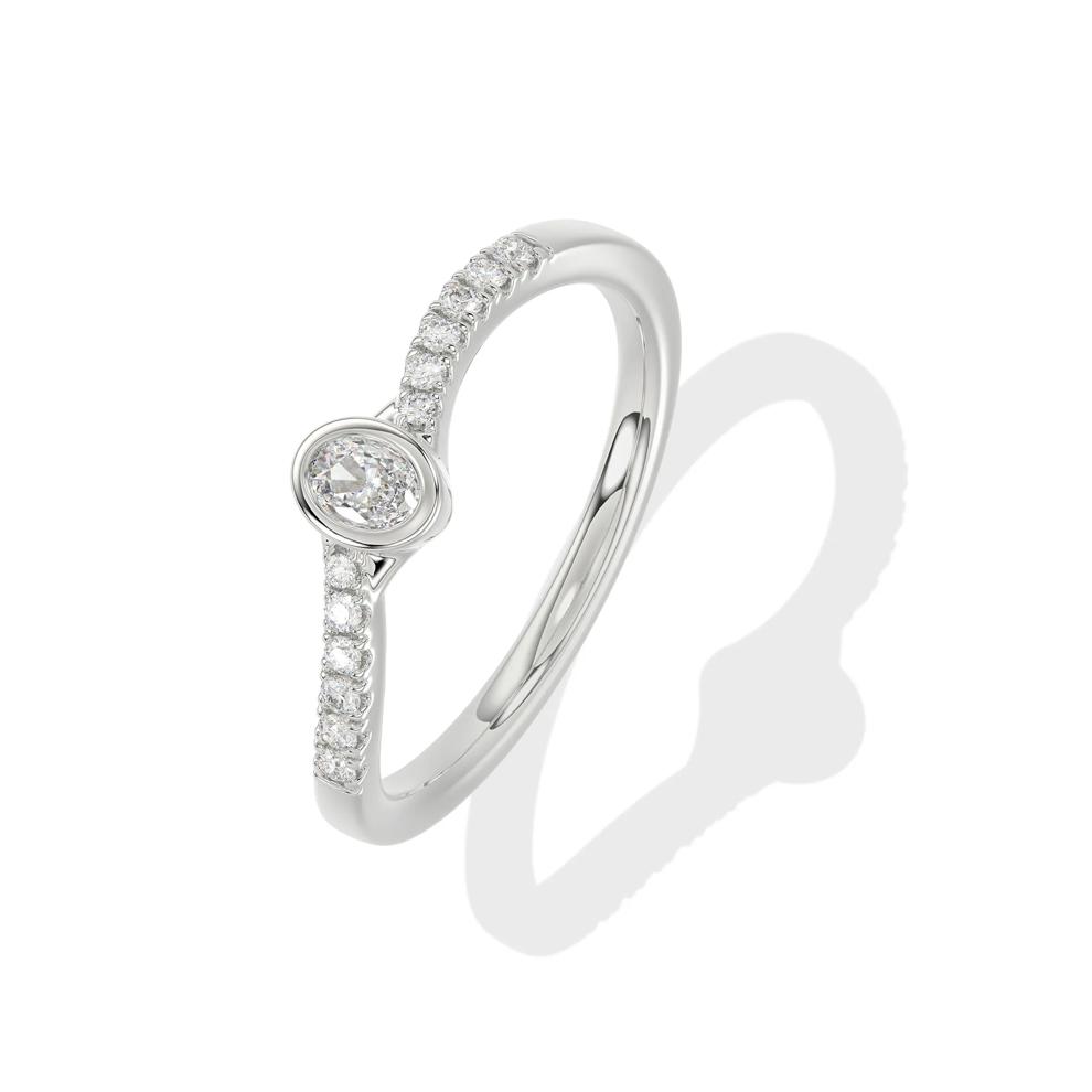 Diamond Oval Bezel Center Promise Ring in 10K White Gold (1/4 ct. tw.) – Image 4 of 4