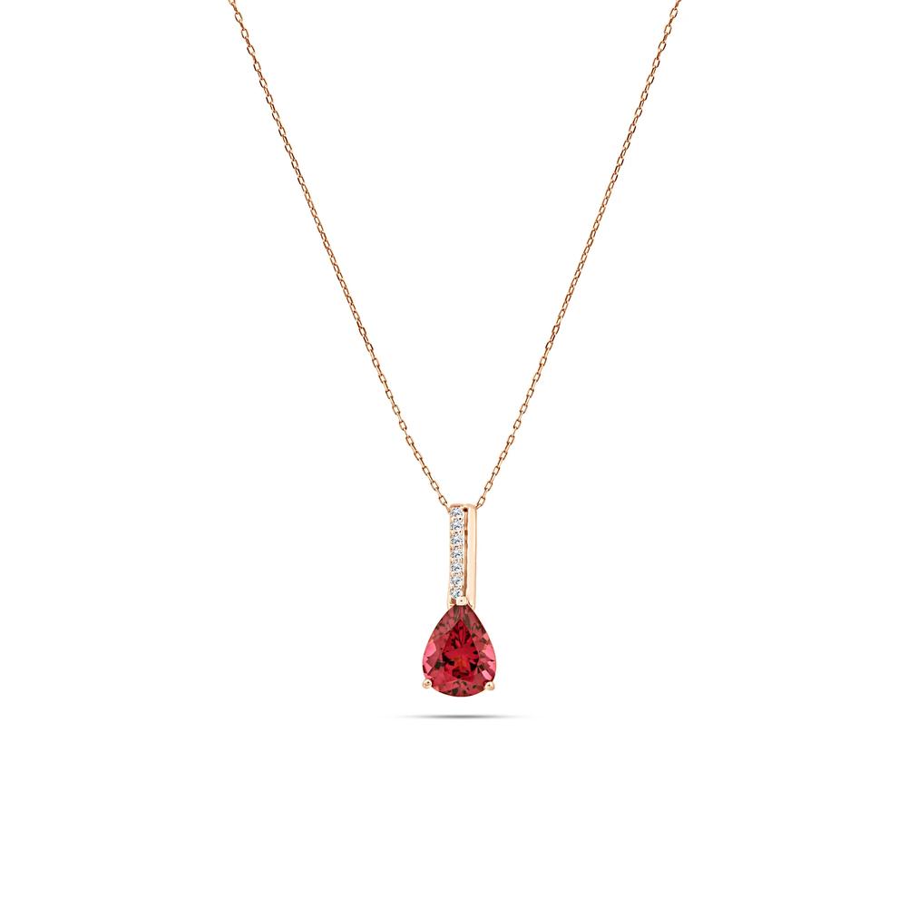 Garnet &amp; Diamond Accent Pendant Necklace in 10K Yellow Gold – Image 1 of 4