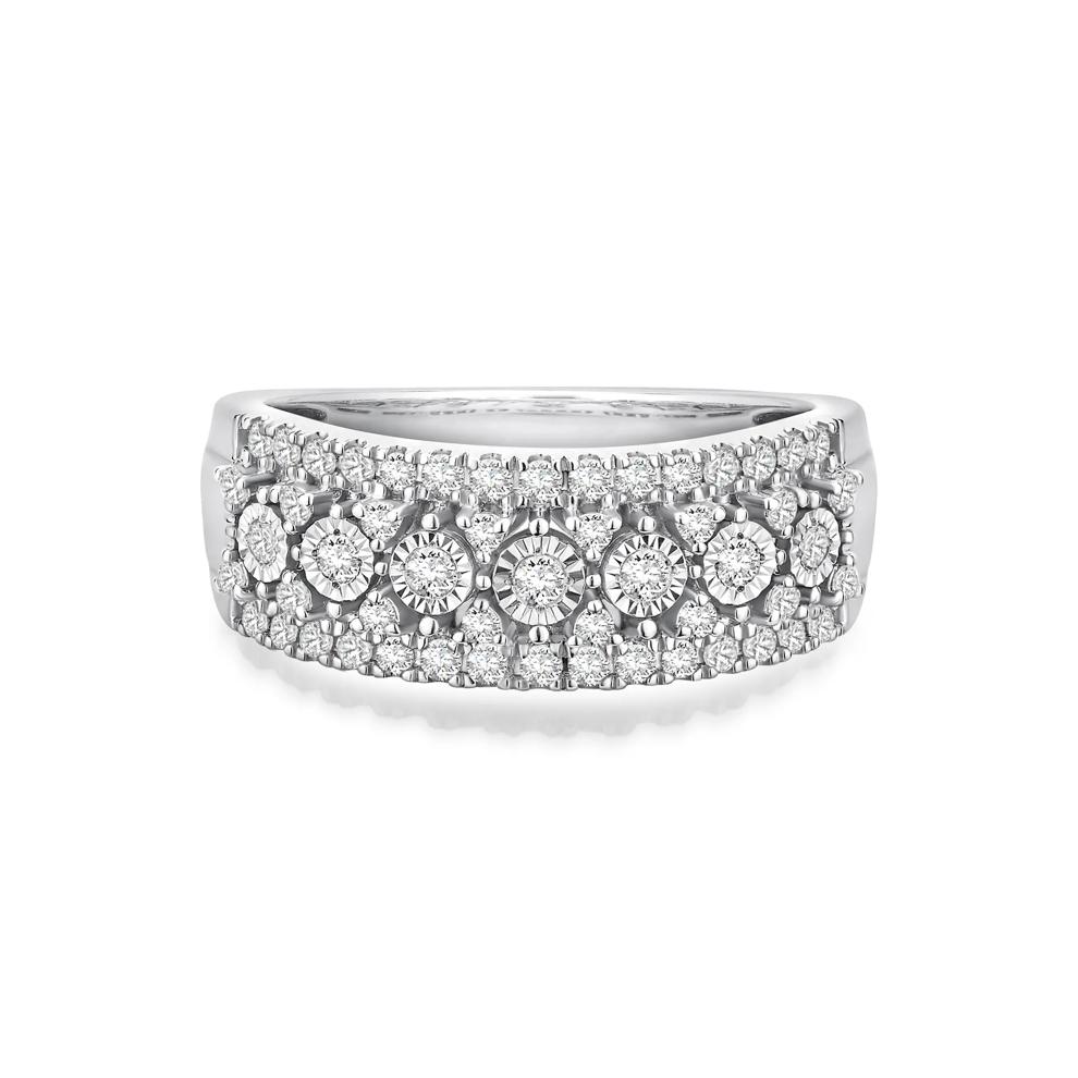 Diamond Round Illusion Center Anniversary Band in 10K White Gold (1/2 ct. tw.) – Image 1 of 4