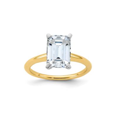 Lab-Created Moissanite Emerald-Cut Solitaire Engagement Ring