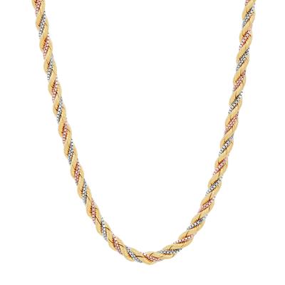 Silk Rope & Box Chain in 10K Yellow, White and Rose Gold