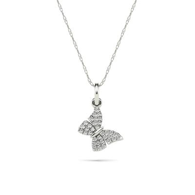 Diamond Butterfly Pendant Necklace in 10K White Gold (1/10 ct. tw.)