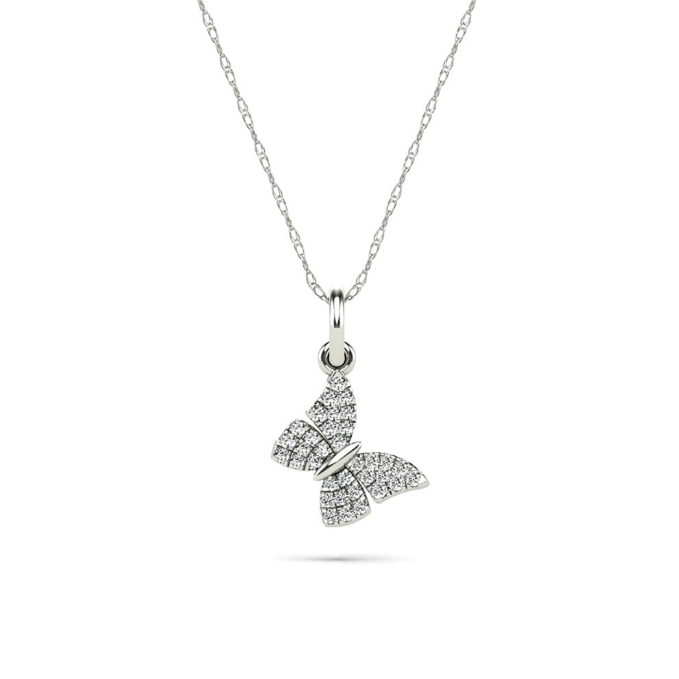 Diamond Butterfly Pendant Necklace in 10K White Gold (1/10 ct. tw.) – Image 1 of 4