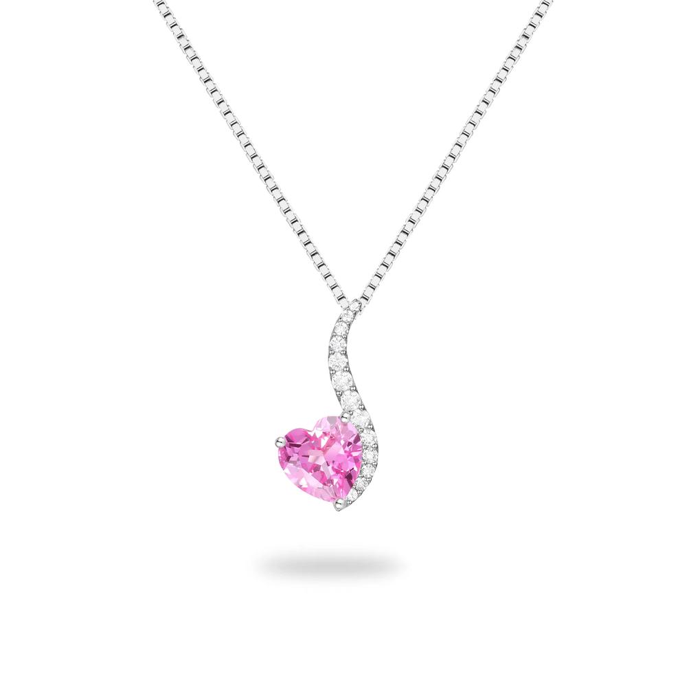 Lab-Created Pink Sapphire &amp; Lab-Created White Sapphire Heart Pendant, Earrings, &amp; Ring Boxed Set in Sterling Silver – Image 4 of 4
