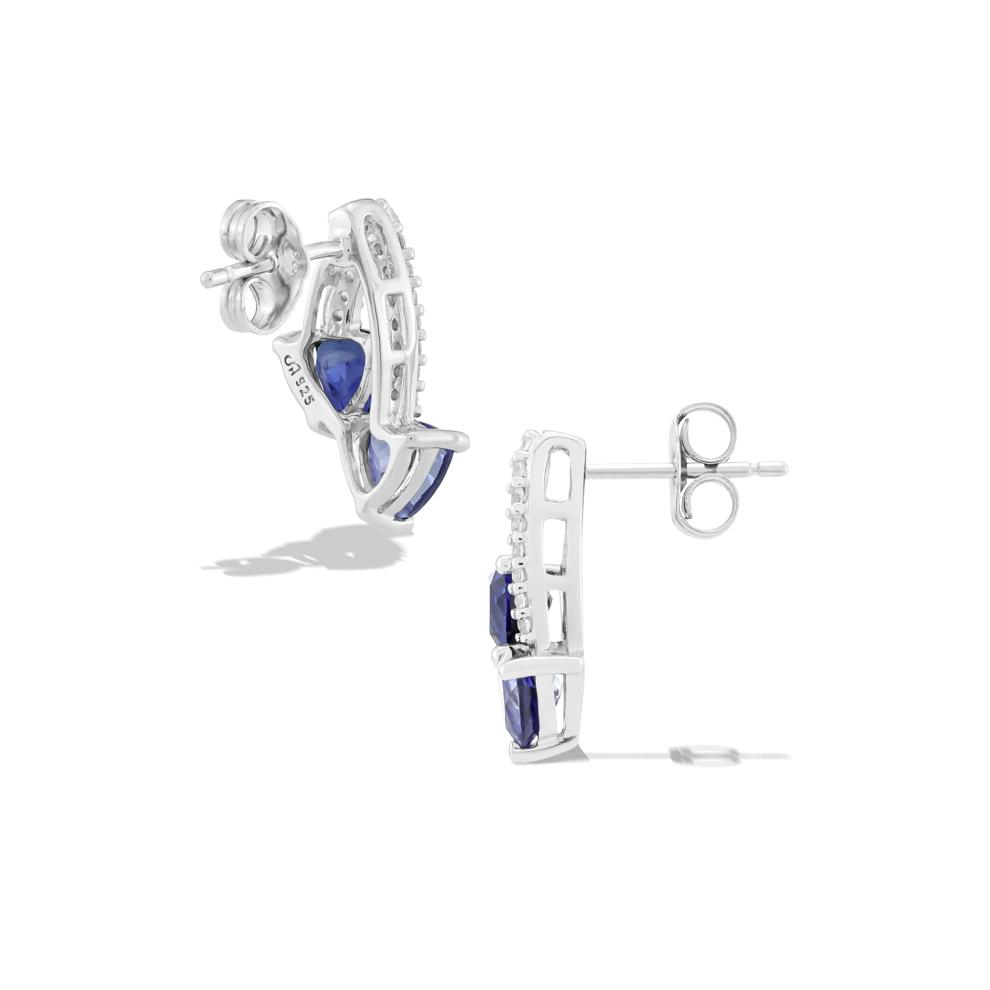 Lab-Created Blue Sapphire &amp; Lab-Created White Sapphire Trillion Drop Earrings in Sterling Silver – Image 2 of 2