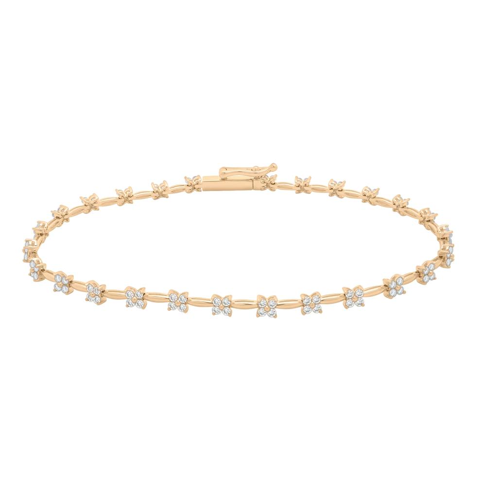 Diamond Flower Cluster Bracelet in 10K Yellow Gold (1 ct. tw.) – Image 1 of 1