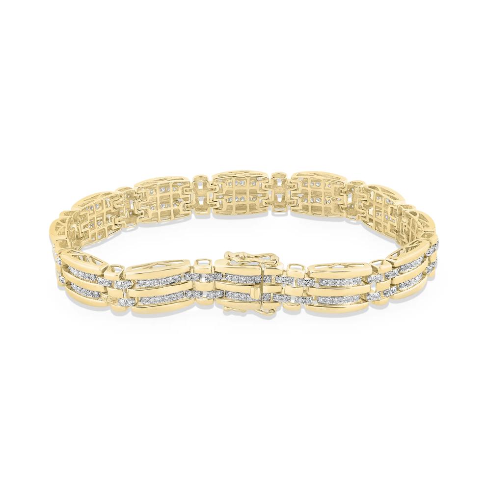 Men's Lab Grown Diamond Link Bracelet in 10K Yellow Gold, 8.5" (2 1/2 ct. tw.) – Image 2 of 2