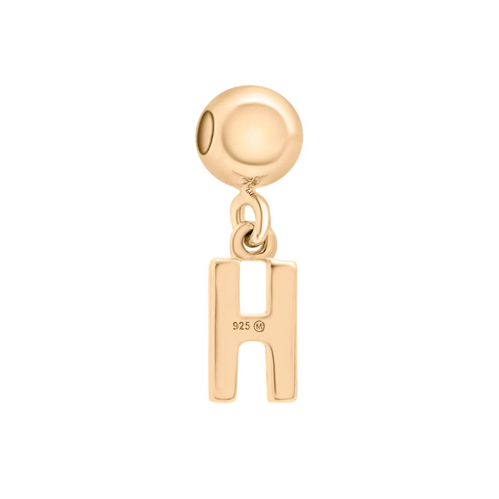 Diamond Accent H Initial Bead Charm in Vermeil – Image 3 of 3