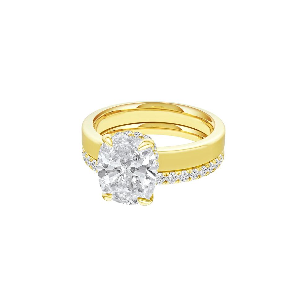 Lab Grown Diamond Elongated Cushion Bridal Set in 14K Yellow Gold (4 ct. tw.) – Image 2 of 5