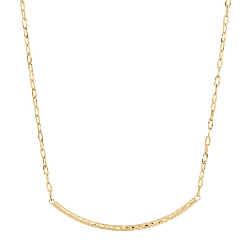 Diamond-Cut Curved Bar Paperclip Necklace in 10K Yellow Gold – Image 1 of 3