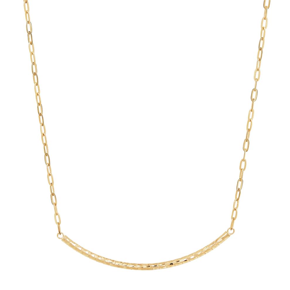 Diamond-Cut Curved Bar Paperclip Necklace in 10K Yellow Gold – Image 1 of 3