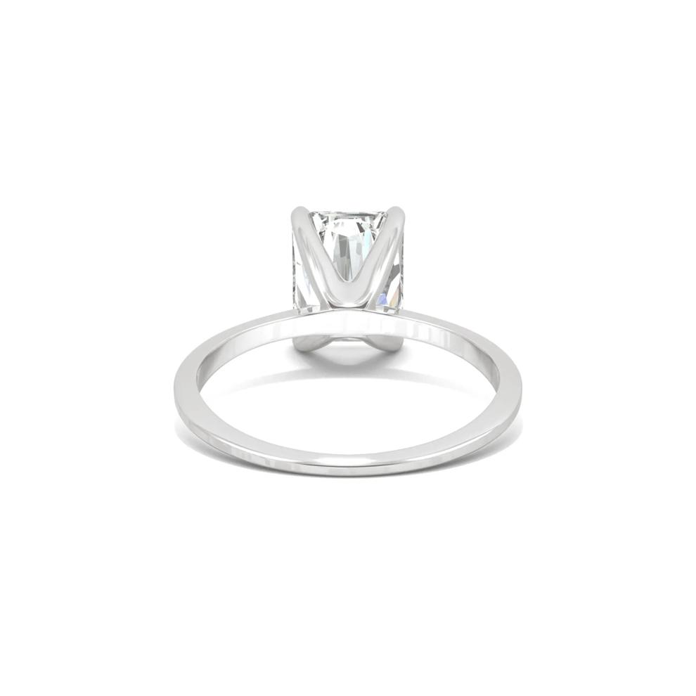 Radiant-Cut Moissanite Ring with Knife-Edge Band in 14K White Gold (2 ct. dew) – Image 4 of 6