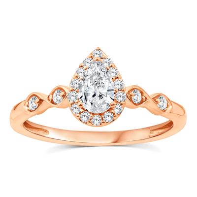 Lab Grown Diamond Pear Promise Ring in 10K Rose Gold (1/2 ct. tw.)