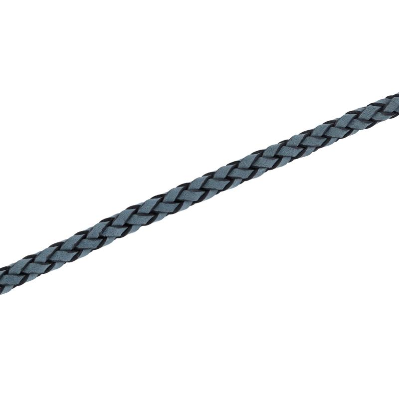 Gray Leather Bracelet in White Stainless Steel, 8.75&quot; – Image 2 of 3