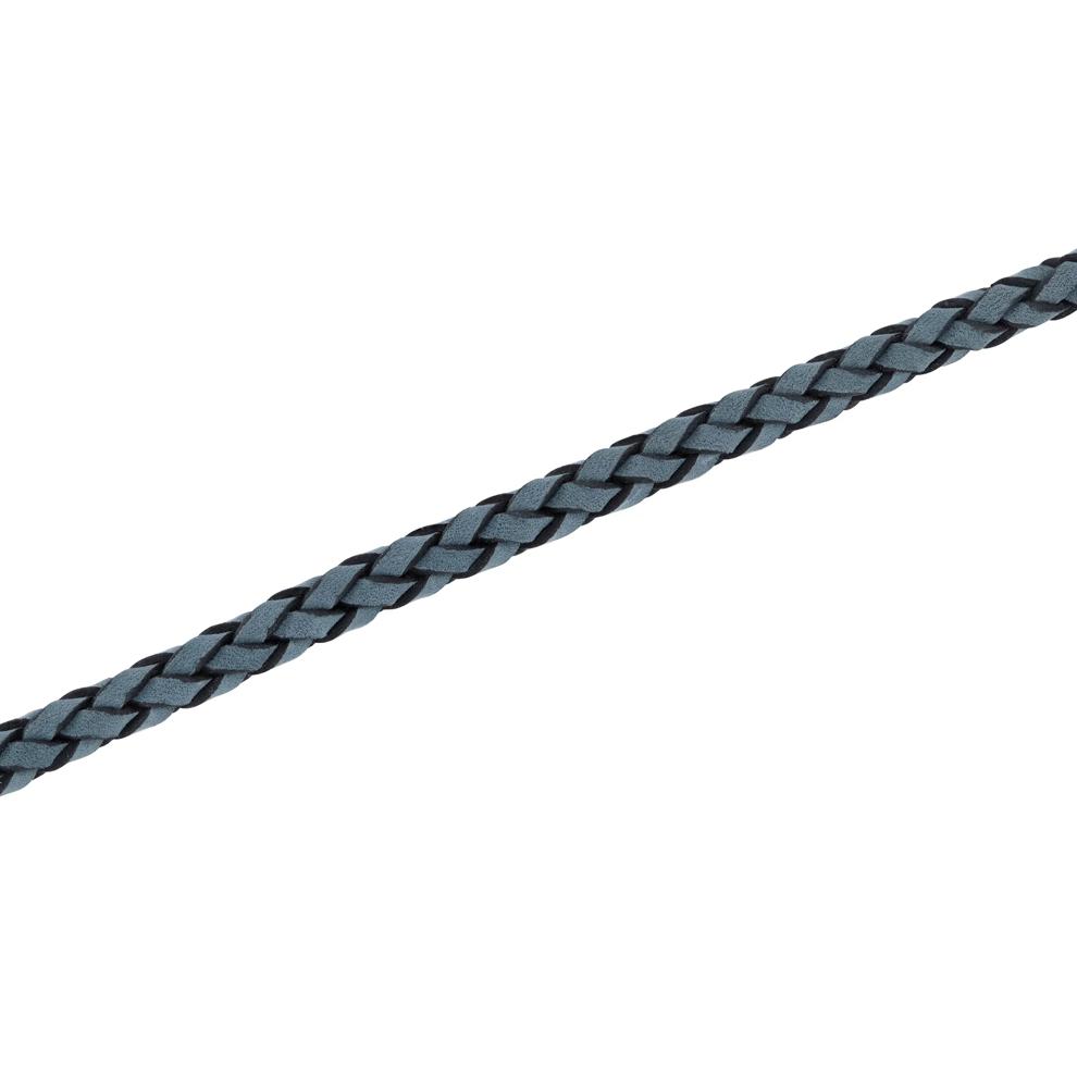 Gray Leather Bracelet in White Stainless Steel, 8.75" – Image 2 of 3