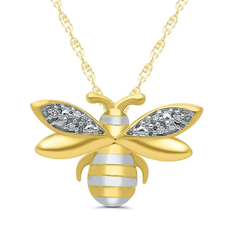 Diamond Honey Bee Pendant in 10K Yellow Gold – Image 1 of 4