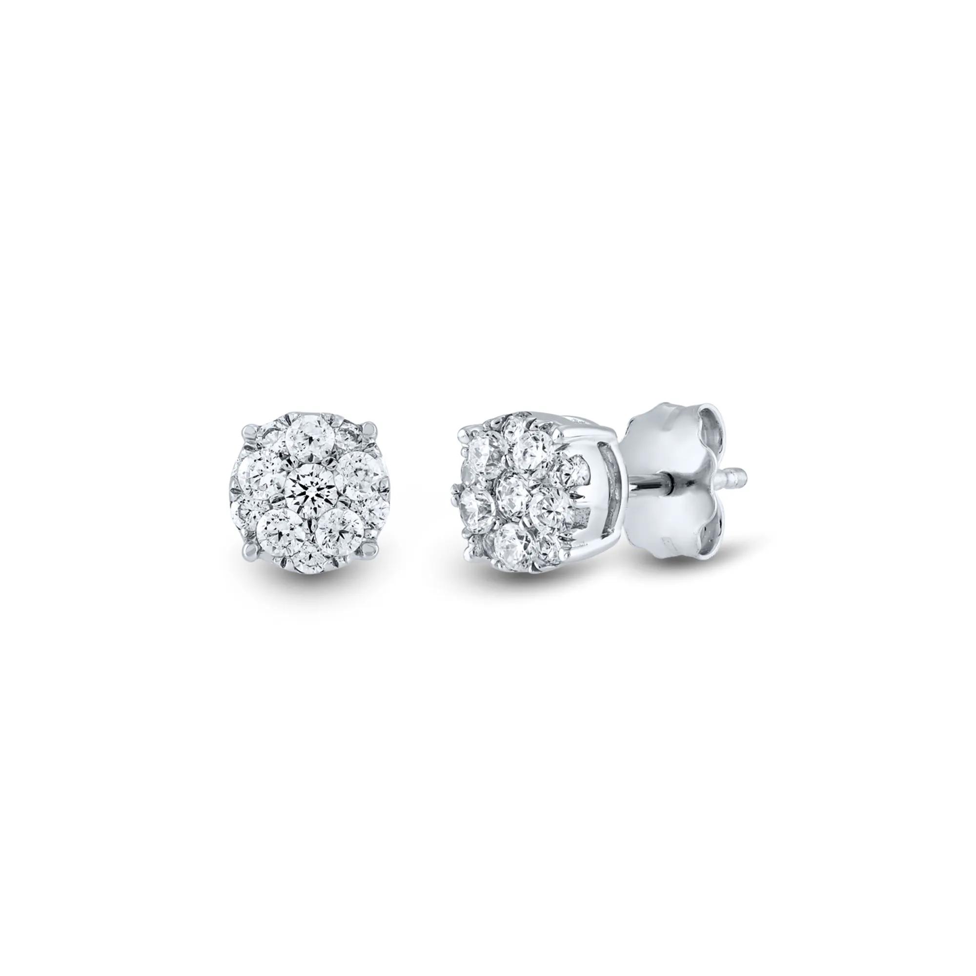STERLING SILVER DANGLING CLUSTER POST STUD EARRINGS W/ 2.50 CT