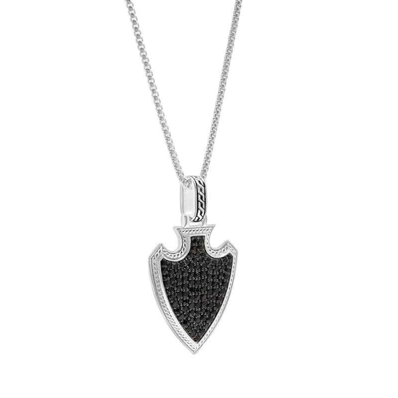 Men&#39;s Black Diamond Shield Pendant in Sterling Silver &#40;1 1/3 ct. tw.&#41; – Image 2 of 4