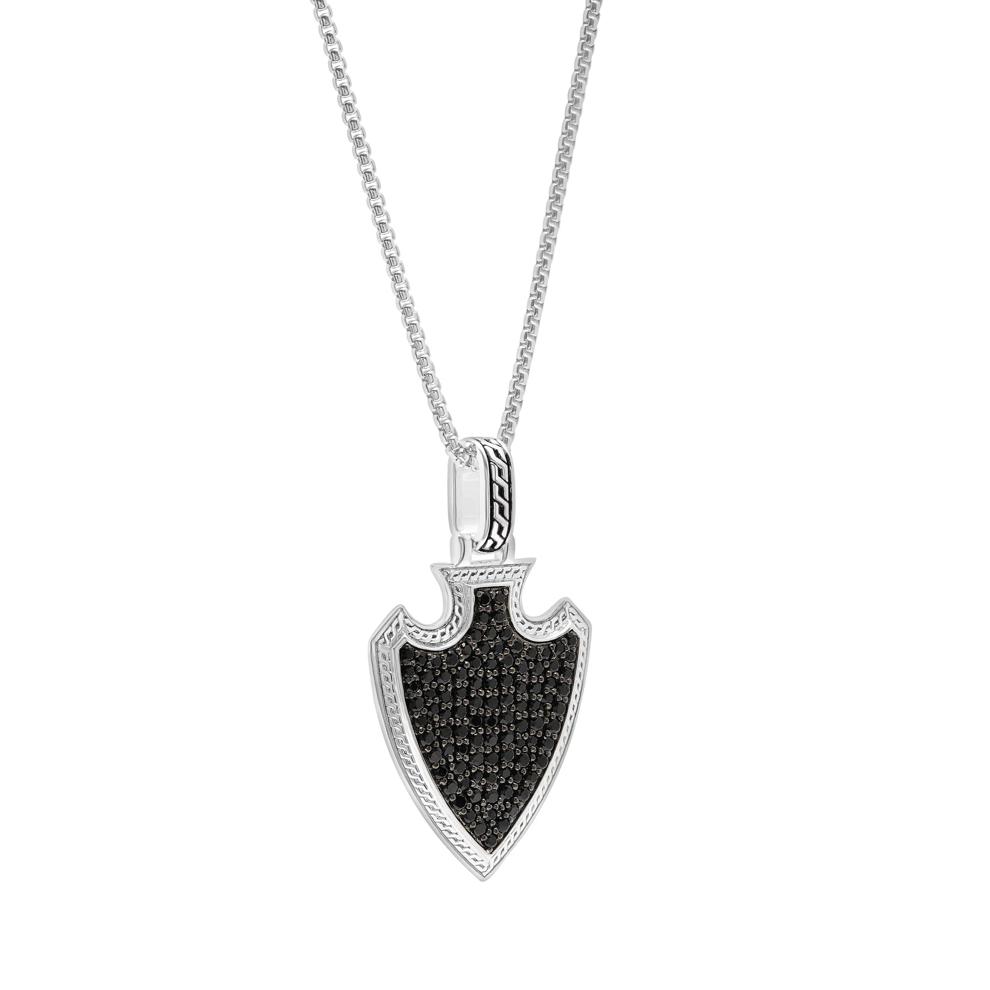Men's Black Diamond Shield Pendant in Sterling Silver (1 1/3 ct. tw.) – Image 2 of 4