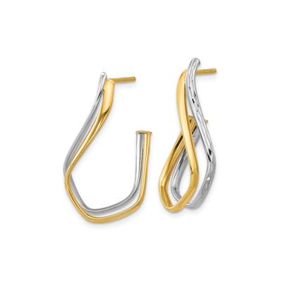 Double J Hoop Earrings in 14K Yellow & White Gold